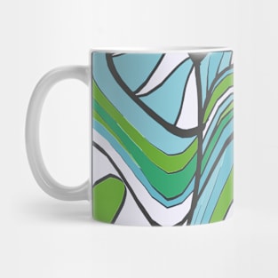 Mazipoodles Psychedelic Water Leaves Expressionism Blue Green Mug